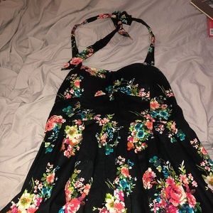Black floral sleeveless dress